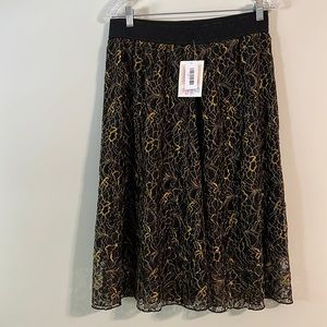 LuLaRoe Lola Skirt Sz L black gold metallic new
